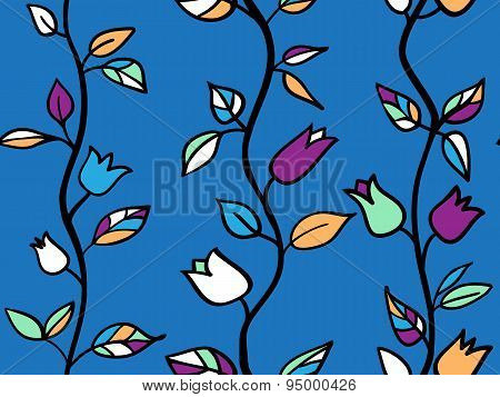 modern red sun flowers seamless background