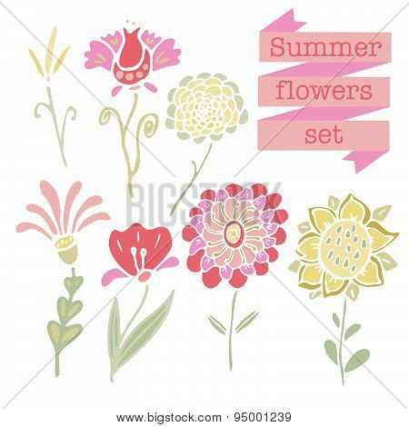 Summer Flowers Set