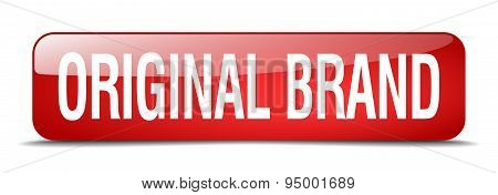 Original Brand Red Square 3D Realistic Isolated Web Button