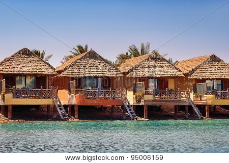 Row Of Bungalows Near The Water In El Gouna Town, Egypt.