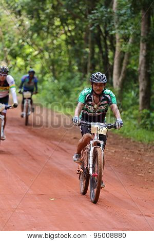 Unknown Bikers Action At The Bicycle Racing For Pang Sida Competition In Pang Sida National Park, Sa