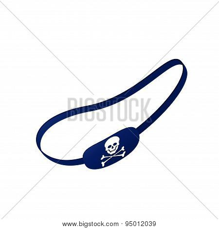 Blue eye patch with skull symbol