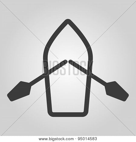 The Boat And Oars Icon. Skiff And Paddle Symbol. Flat