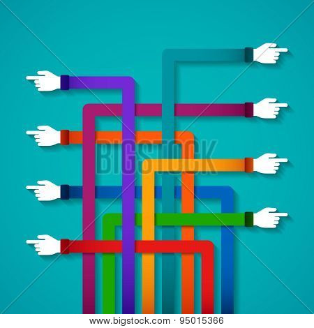 Different Way Hand Signs Infographic Template In Flat Style For Layout Workflow Scheme, Numbered Opt