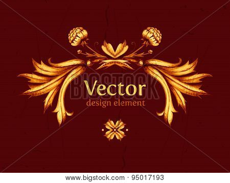 Floral ornamental background. Vector flowers on red. Flourish illustration. Botanical ornamental des
