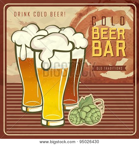 Vintage Beer Poster. Glass Of Beer