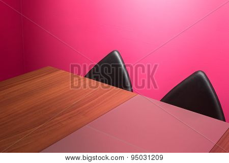 Abstract Wall, Chairs & Desk