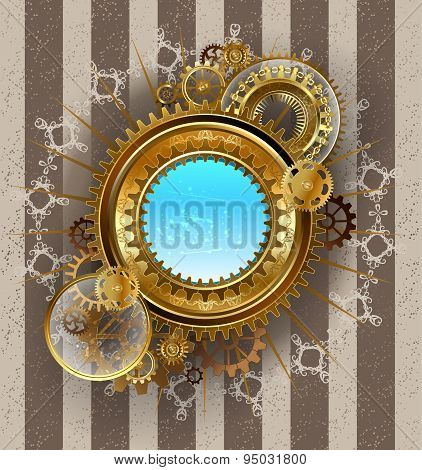 Round Banner On Striped Background