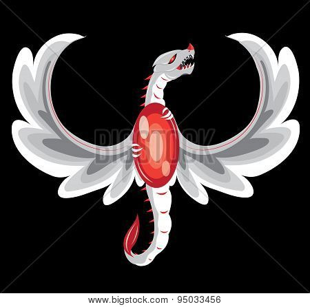 Silver dragon and stone.
