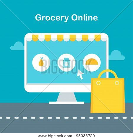 Online Grocery Store Website Page. E-commerce and Online Shopping Concept