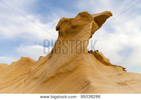 Sand stone in the desert with shallow depth of field