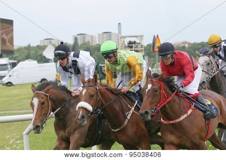 Tough Race Between Three Race Horses