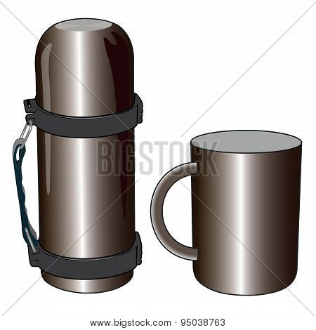 Iron and steel thermos mug for picnic