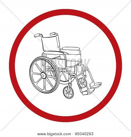 Wheelchair. Vector Hand Drawn Illustration