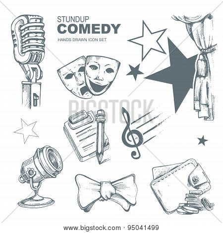 Standup Comedy Icons Set