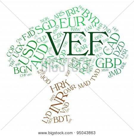Vef Currency Indicates Venezuela Bolivars And Exchange