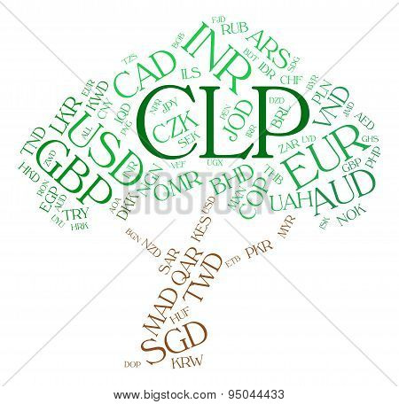 Clp Currency Shows Chilean Peso And Coin
