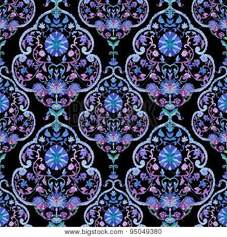 Watercolor paisley seamless pattern.