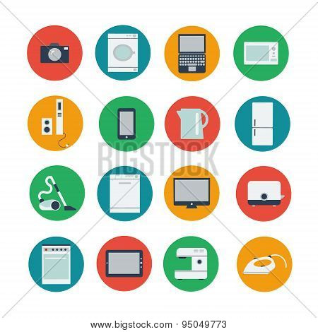 Icon set of household and computer equipment