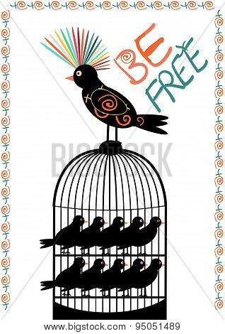 Bird - Be free of cage. Vector