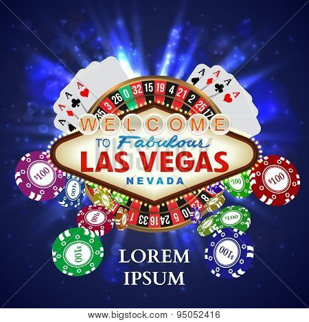 Casino Roulette Playing Cards witn Falling Chips