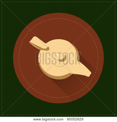 teapot flat yellow simple icon with long shadow