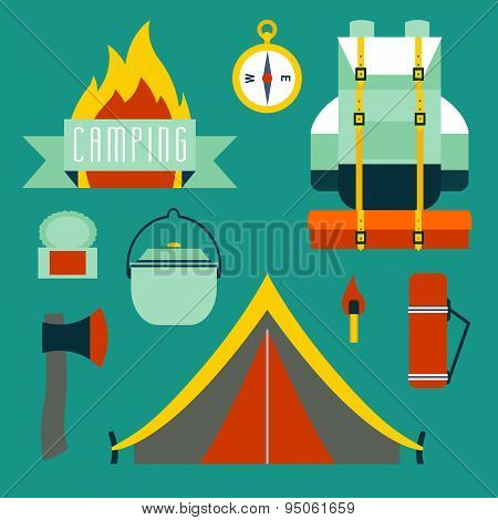 Camping icons set
