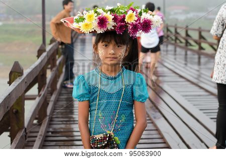Young Asian Girl With Thanaka Powder On Face
