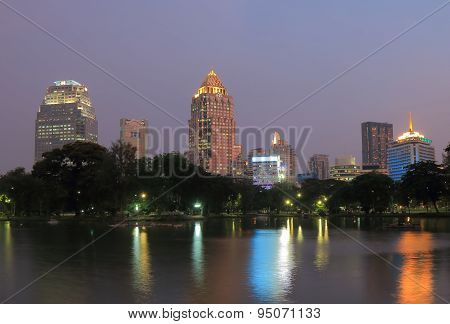 Lumphini Park Bangkok cityscape night