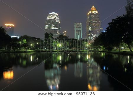 Lumphini Park Bangkok cityscape night