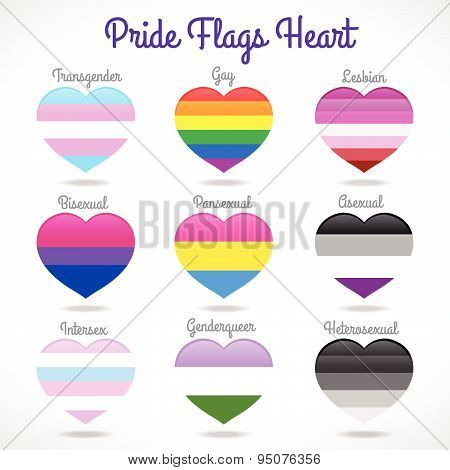 Pride flags heart signs 9 style vecter design