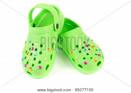 Children's Beach Slippers. Isolated Over White