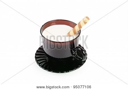 Cup With Milk And Cookies
