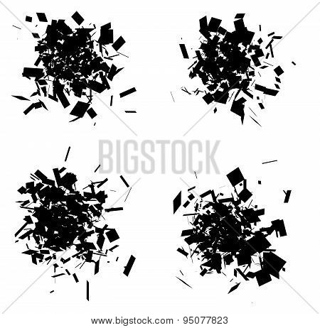 Exploded Icon Black Silhouette Collection Over White