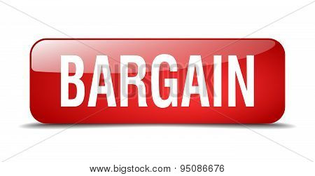 Bargain Red Square 3D Realistic Isolated Web Button