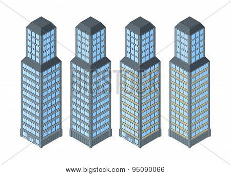 Vector Isometric Buildings. Skyscrapers.