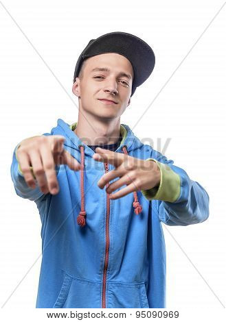 Party-goer In Blue Dress