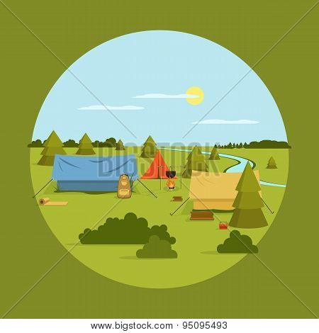 Vector image of camping on vocation