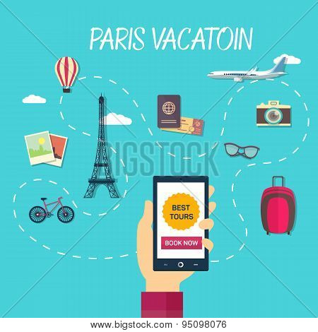 Vector path of travel through france