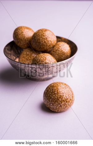 Til ke Ladoo or Til laddu or sesame sweet laddu
