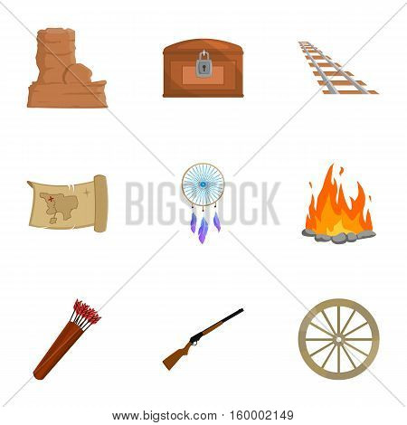 Wild west set icons in cartoon style. Big collection of wild west vector symbol stock