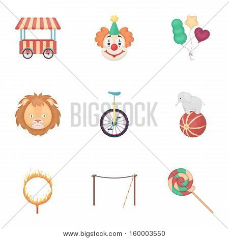 Circus set icons in cartoon style. Big collection of circus vector symbol stock