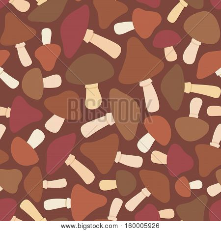 Mushroom seamless pattern on dark background. Vector illustration
