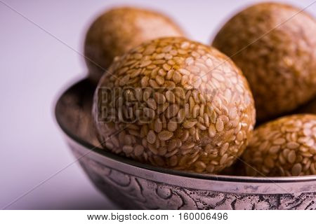 Til ke Ladoo or Til laddu or sesame sweet laddu