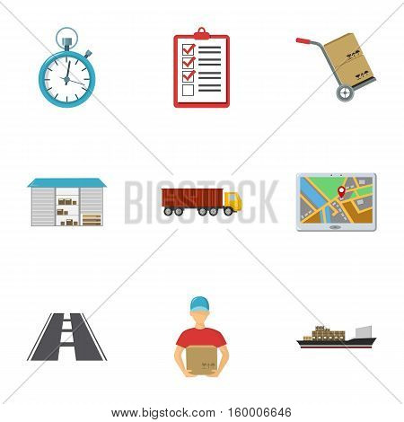 Logistic set icons in cartoon style. Big collection of logistic vector symbol stock