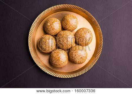 Til ke Ladoo or Til laddu or sesame sweet laddu