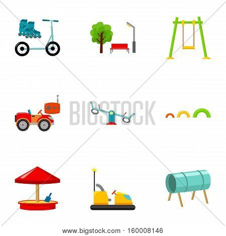 Play garden set icons in cartoon style. Big collection of play garden vector symbol stock