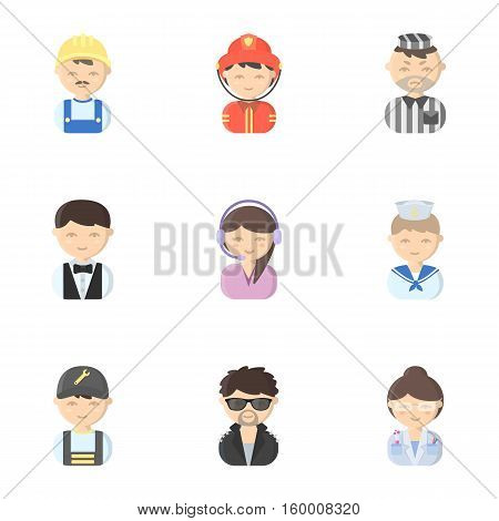 Profession set icons in cartoon style. Big collection of profession vector symbol stock