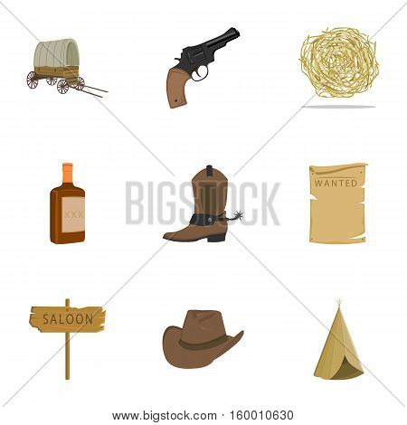 Wild west set icons in cartoon style. Big collection of wild west vector symbol stock