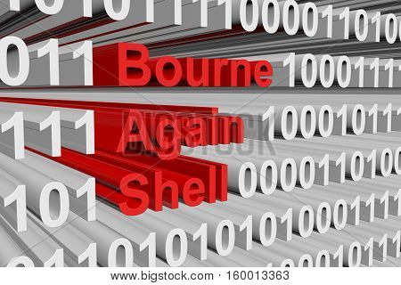 Bourne again shell in the form of binary code, 3D illustration